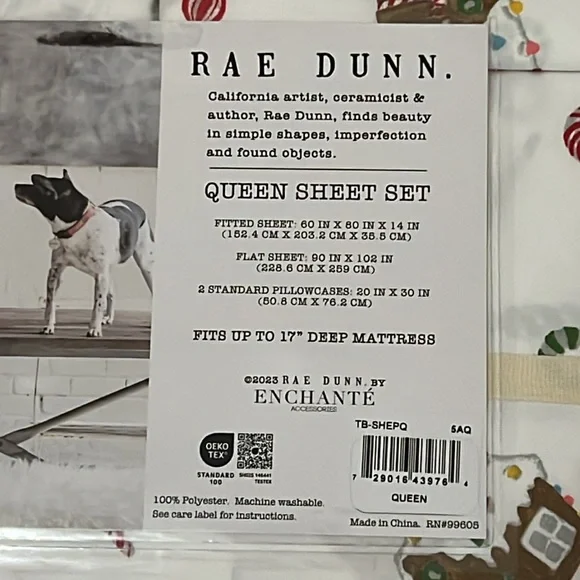 Rae Dunn Christmas Gingerbread Queen Sheet Set - Picture 3 of 5